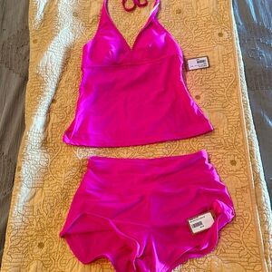 Adorable Title Nine hot pink tankini NWT Size XS